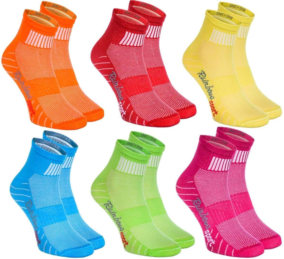Rainbow Socks - Hombre Mujer Calcetines Deporte Colores de Algodón - Pares - - Talla